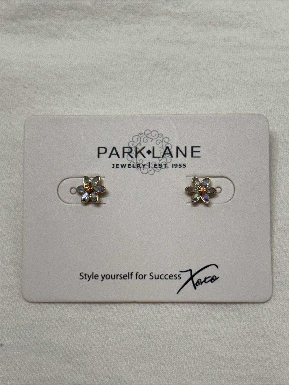 Park Lane Gold Flower Stud Earrings with Multicolor Crystals NWT
